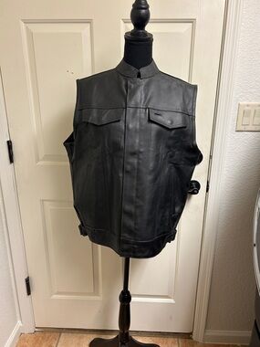 Jackets 4 Bikes Black Full Zip Concealed Carry Pocket Motorcycle Biker Vest L
